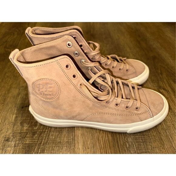 PF Flyers Women's 9.5 Center Hi Tan Leather Suede Sneaker - Picture 1 of 7